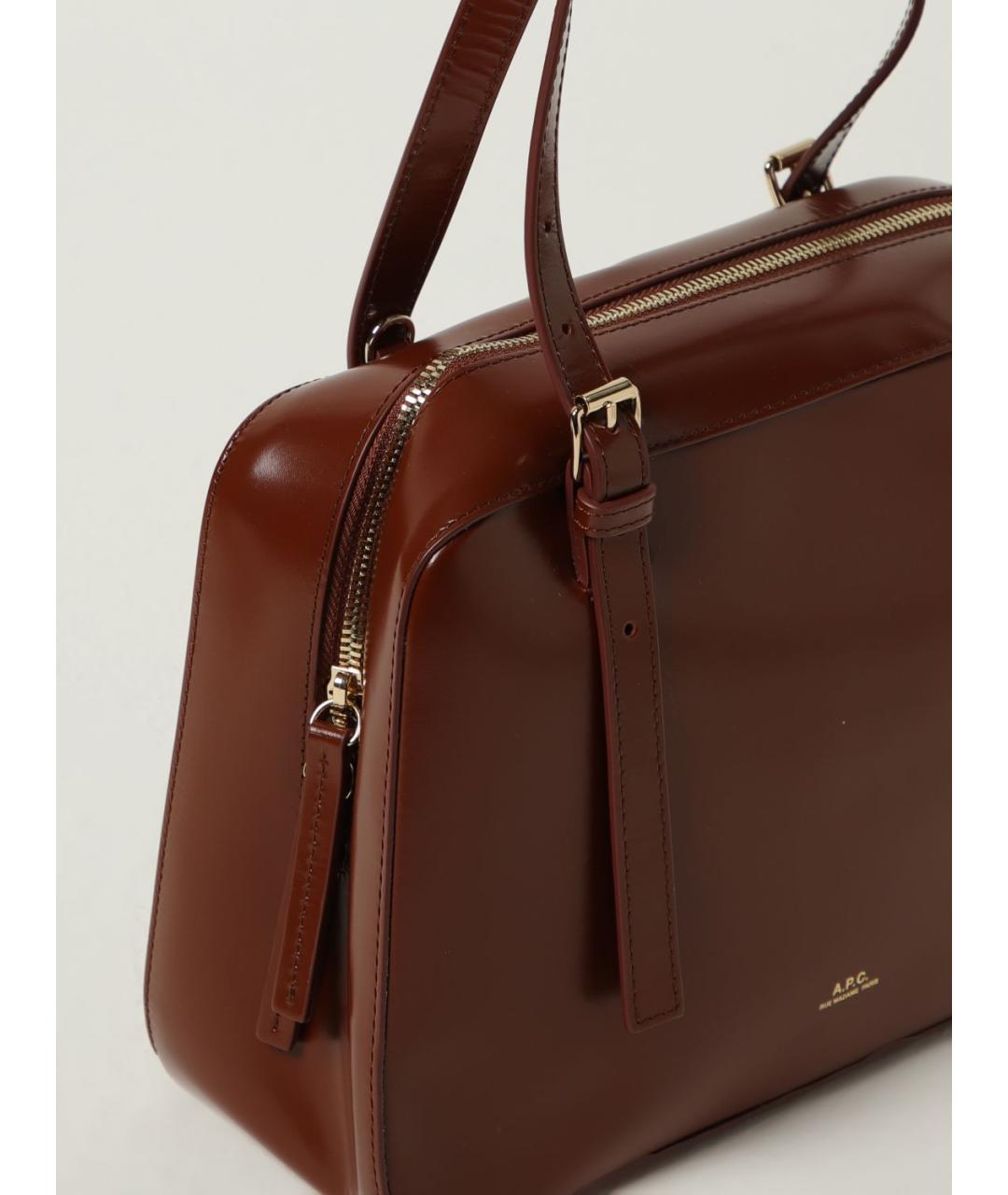 A.P.C. Коричневая кожаная сумка тоут, фото 3