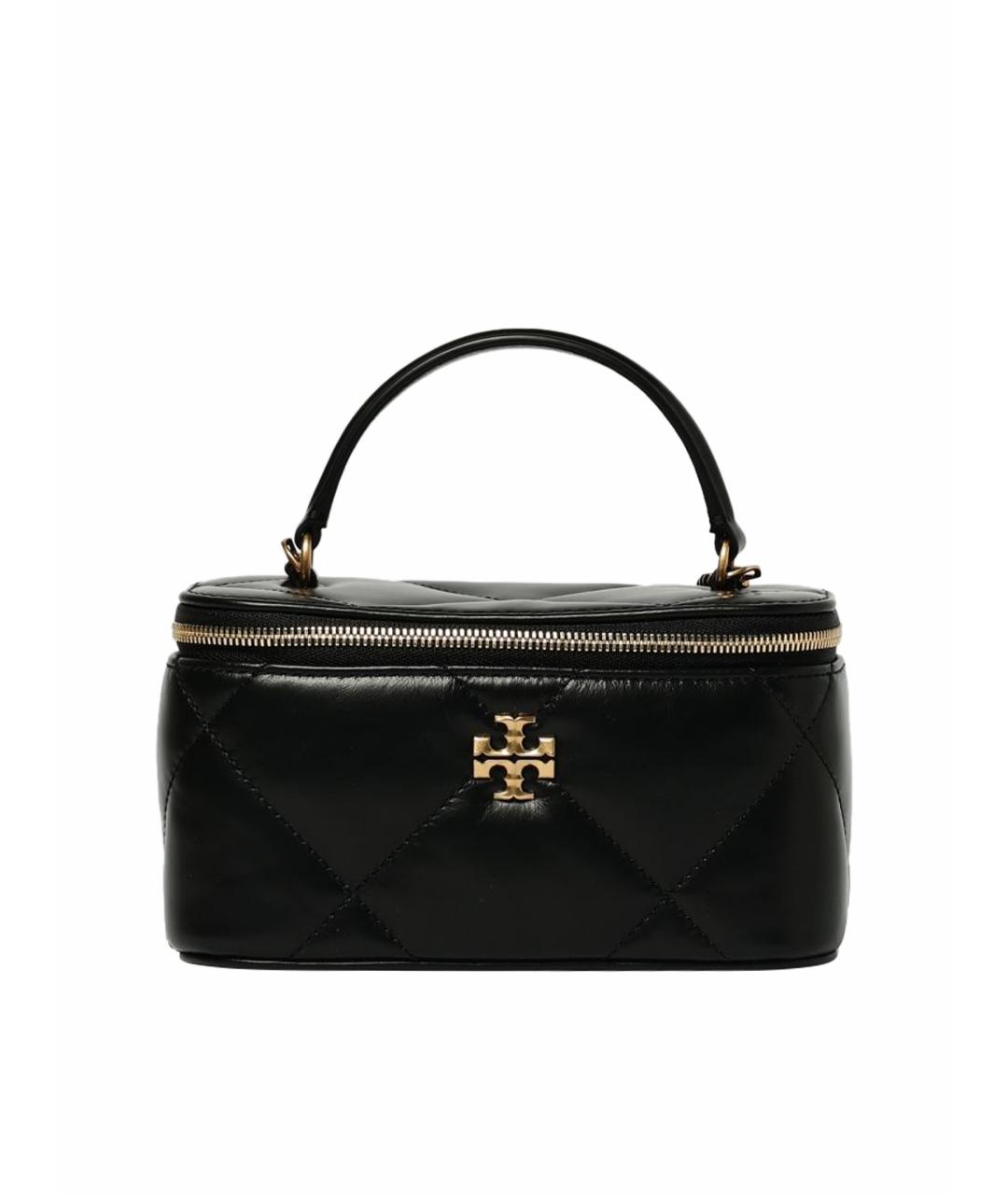 TORY BURCH Черная кожаная сумка с короткими ручками, фото 1