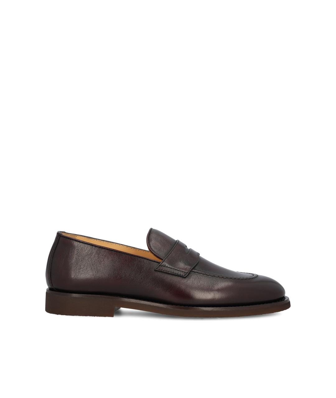 BRUNELLO CUCINELLI Бордовые кожаные мокасины, фото 5