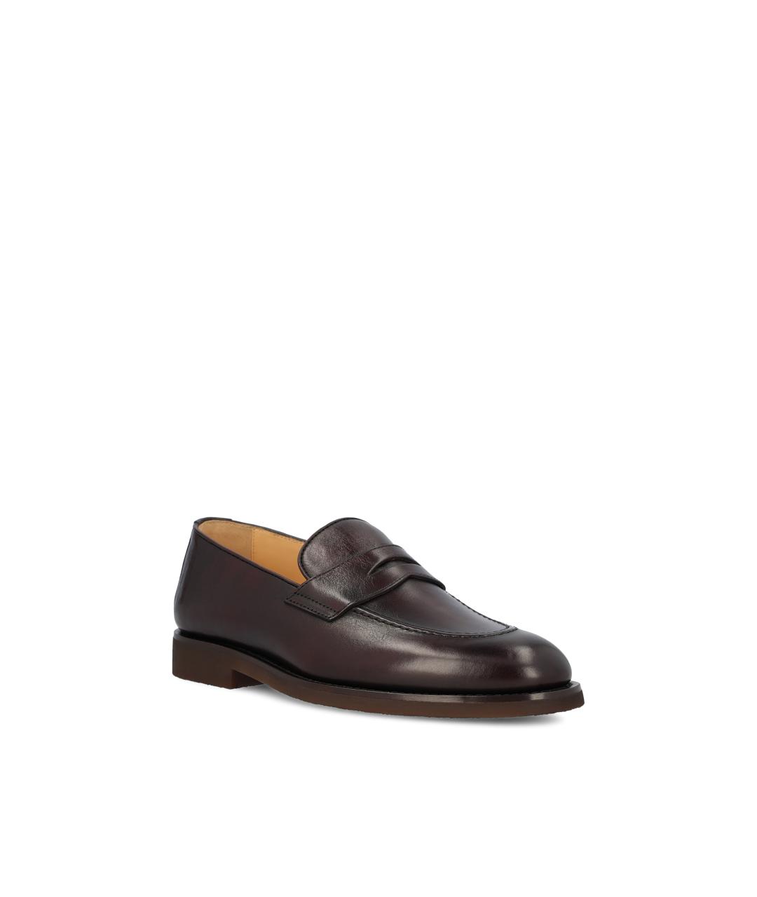 BRUNELLO CUCINELLI Бордовые кожаные мокасины, фото 2
