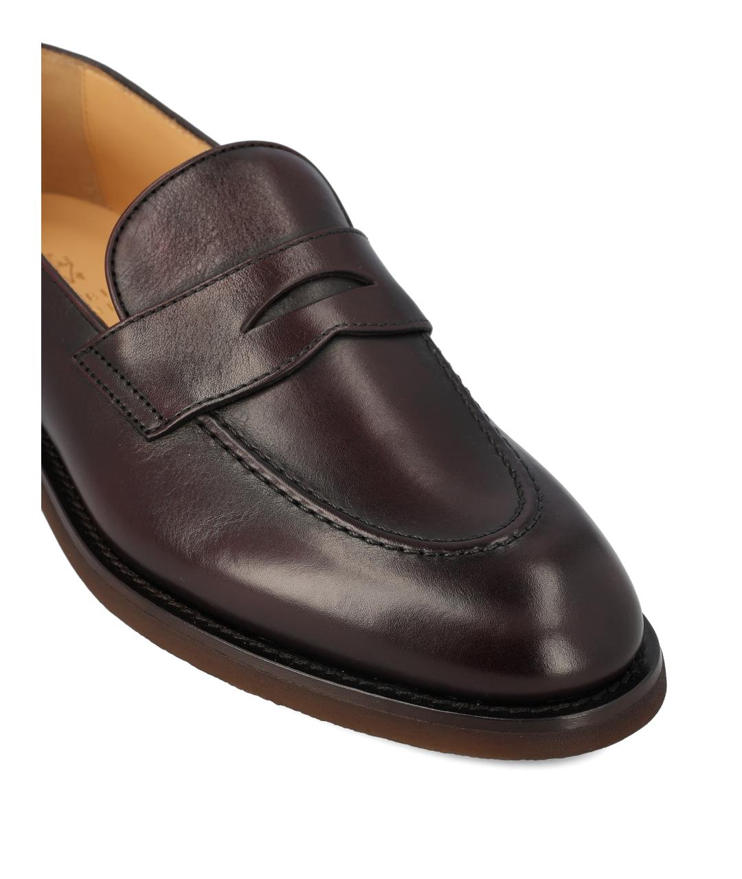 BRUNELLO CUCINELLI Бордовые кожаные мокасины, фото 3