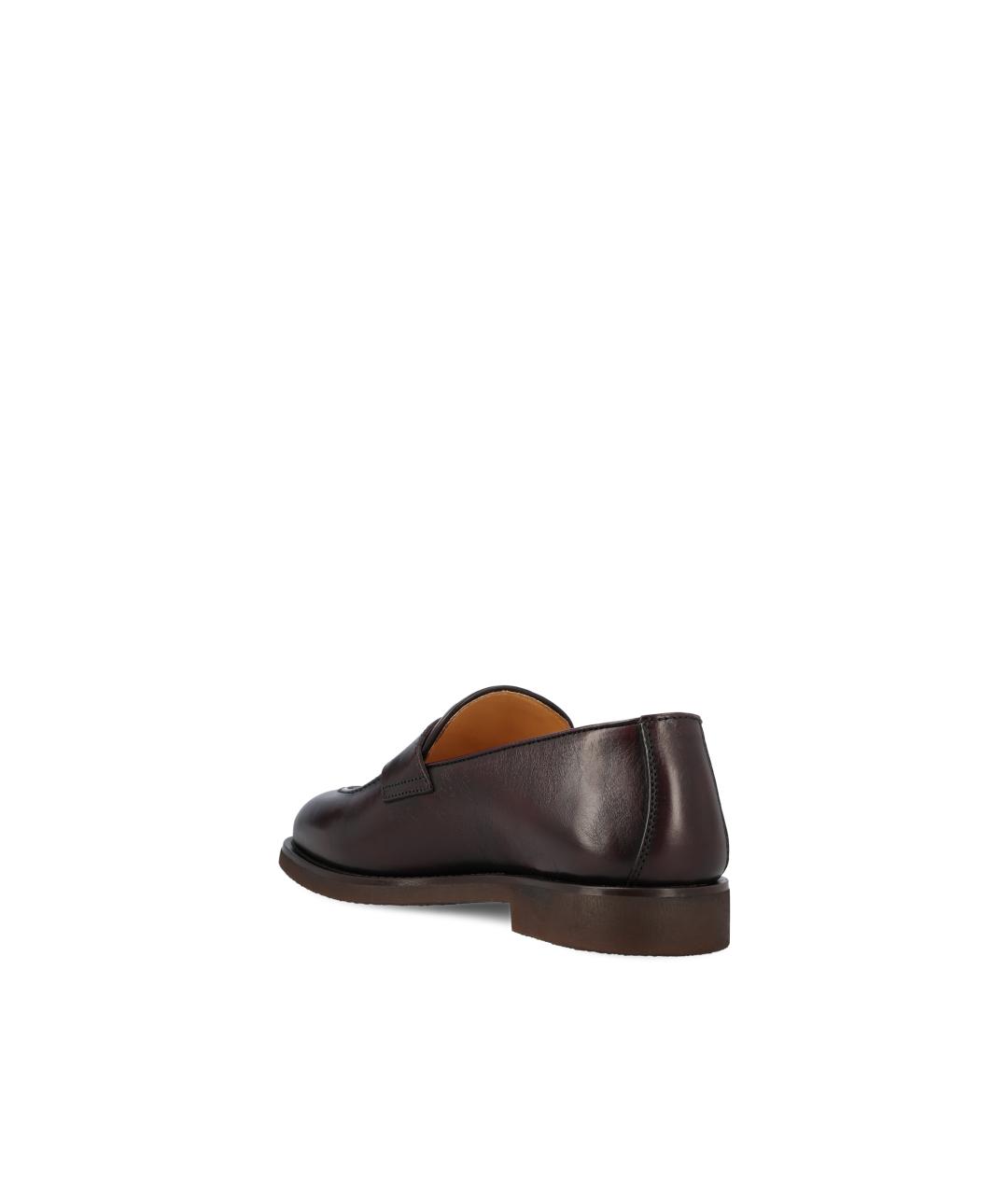BRUNELLO CUCINELLI Бордовые кожаные мокасины, фото 4