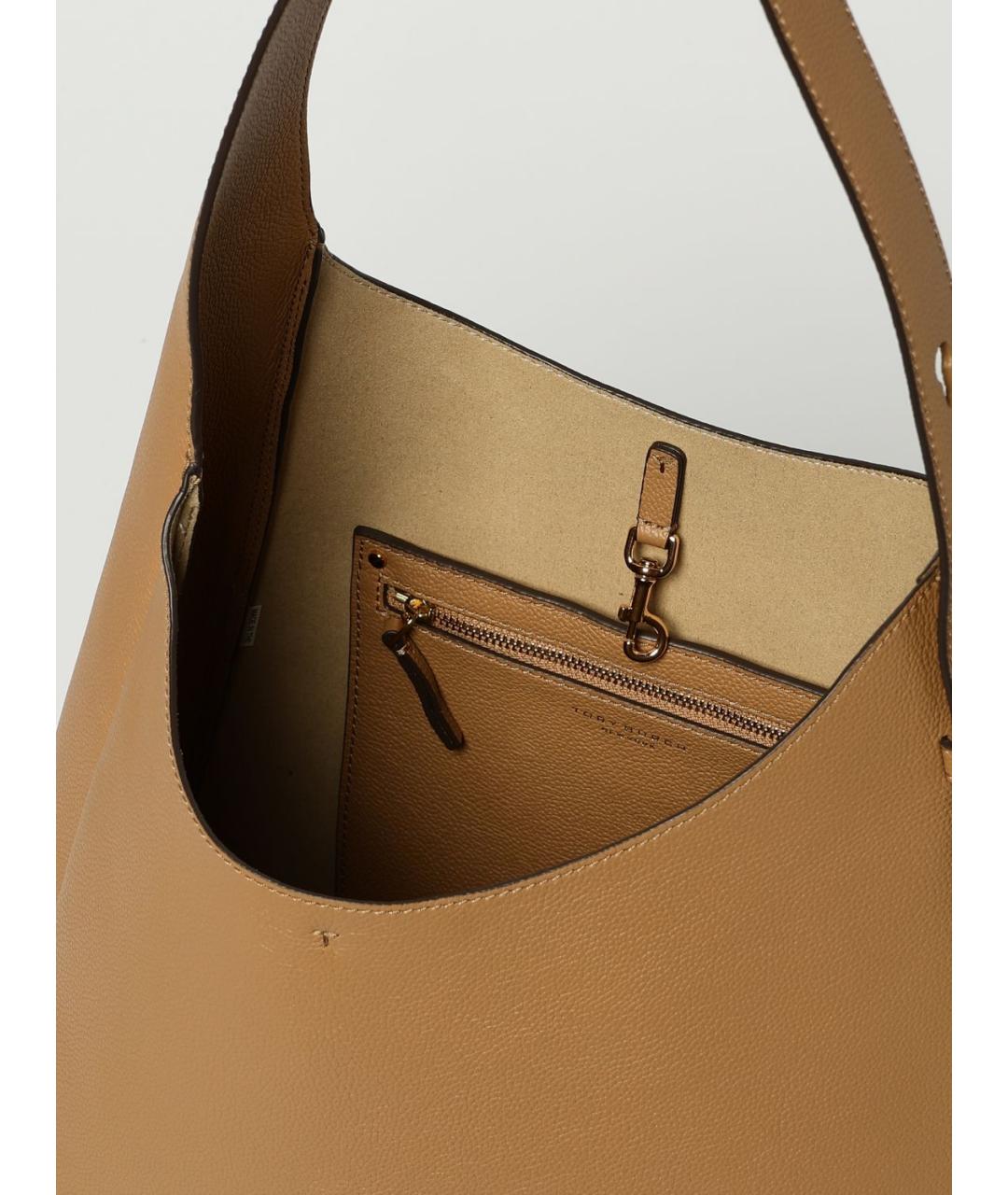 TORY BURCH Бежевая кожаная сумка через плечо, фото 3