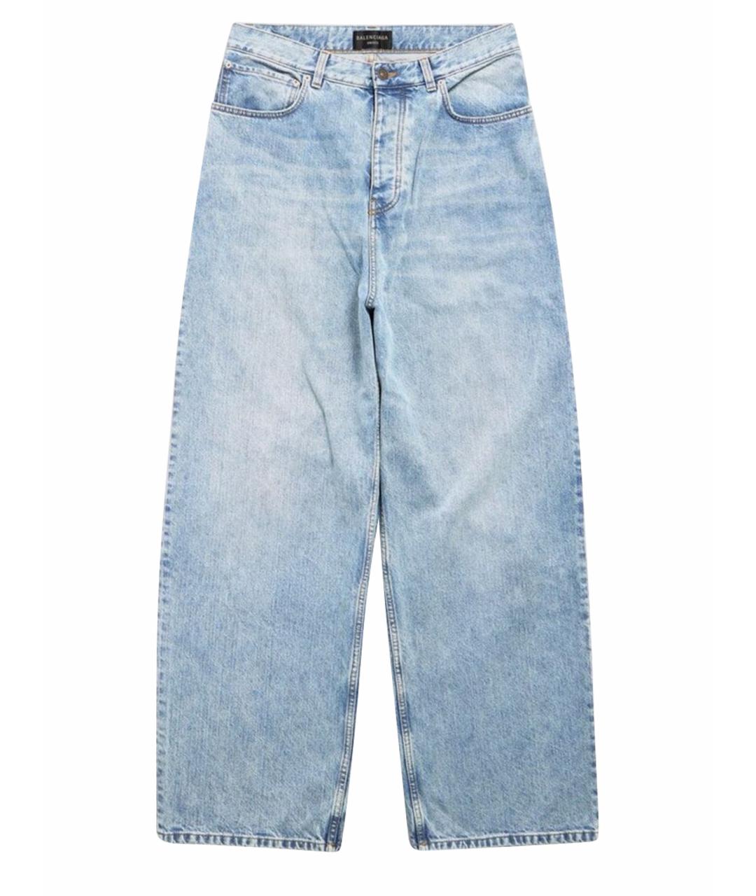 BALENCIAGA Голубые хлопковые прямые джинсы, фото 1