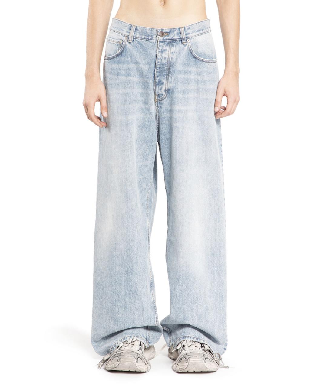 BALENCIAGA Голубые хлопковые прямые джинсы, фото 2