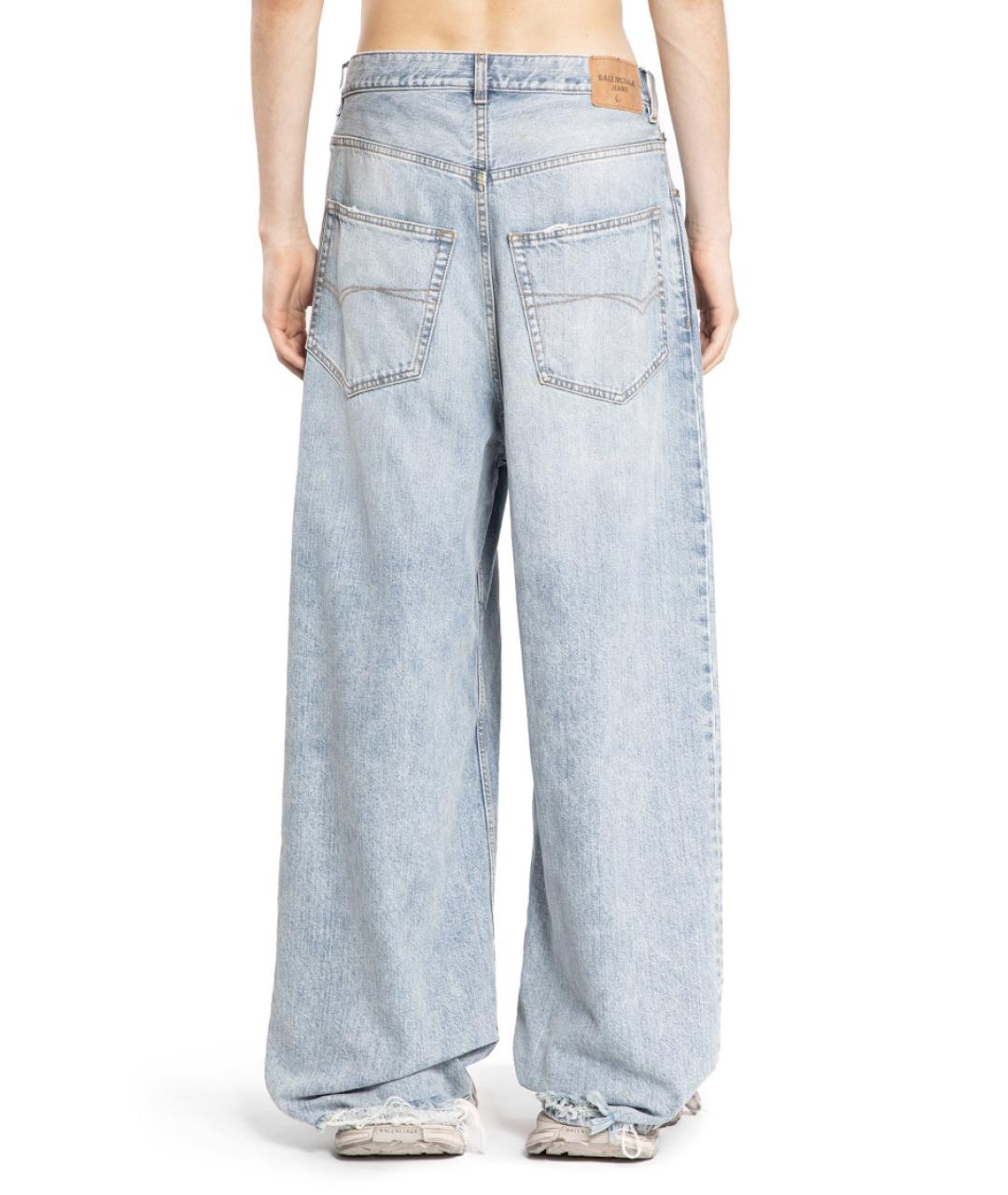 BALENCIAGA Голубые хлопковые прямые джинсы, фото 3