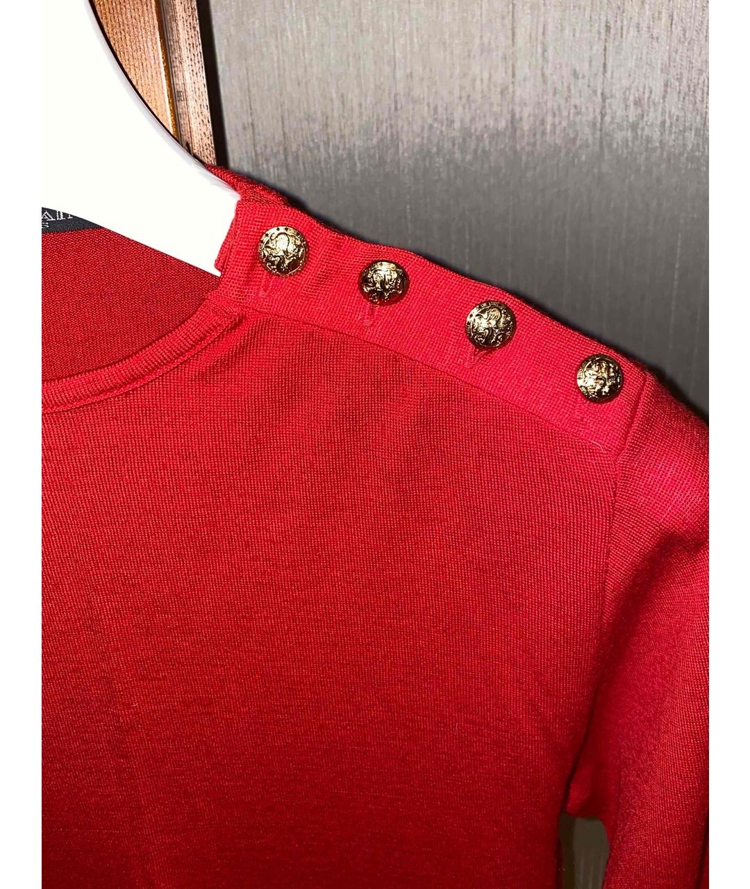 BALMAIN Красный кашемировый джемпер / свитер, фото 4