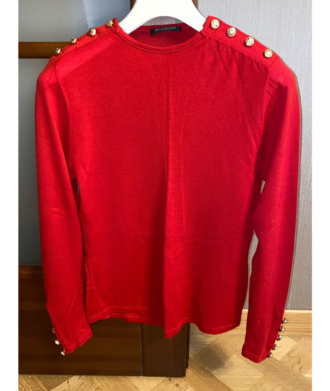 BALMAIN Красный кашемировый джемпер / свитер, фото 6