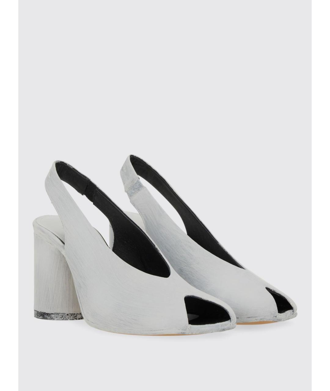 MM6 MAISON MARGIELA Белые кожаные босоножки, фото 2
