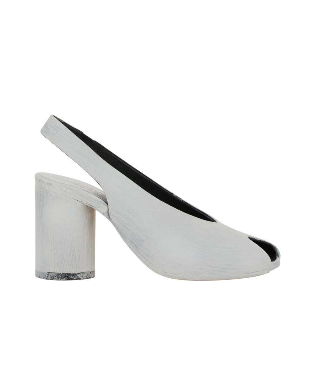 MM6 MAISON MARGIELA Белые кожаные босоножки, фото 1