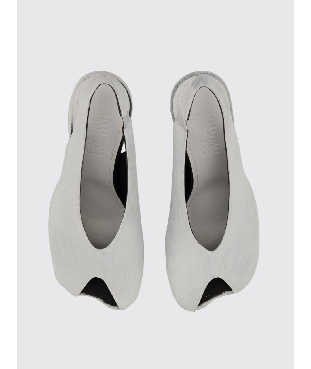 MM6 MAISON MARGIELA Белые кожаные босоножки, фото 4