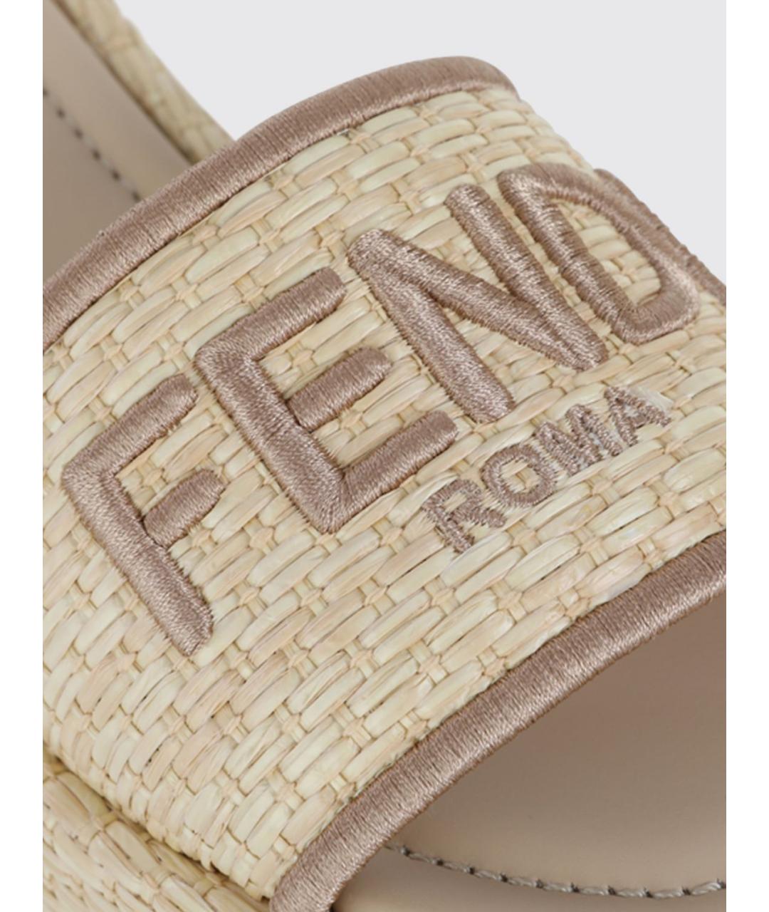FENDI Бежевые сабо, фото 4