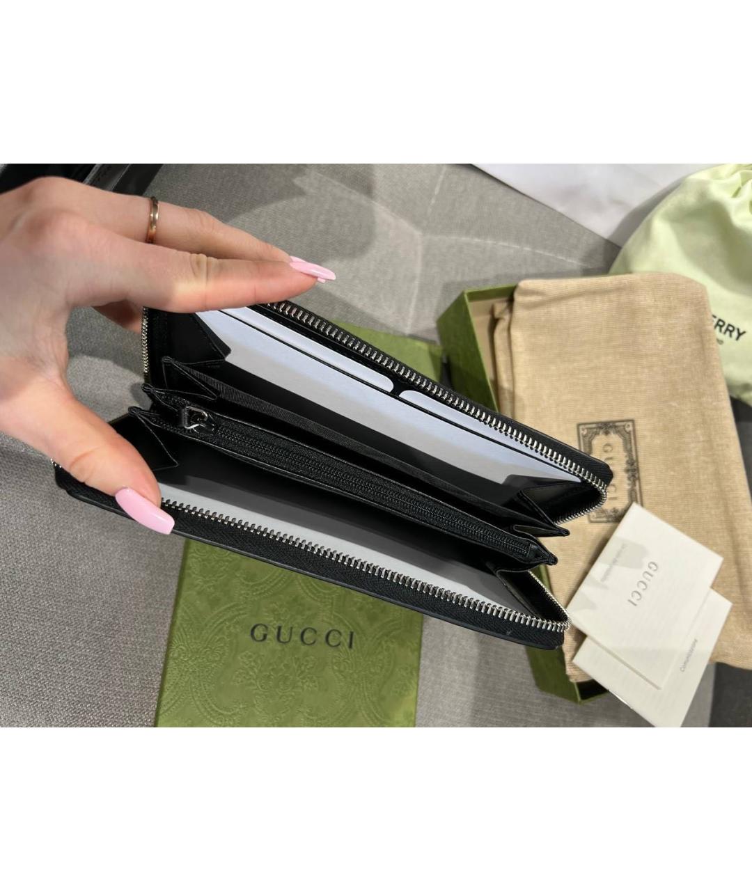 GUCCI Черный кожаный кошелек, фото 4