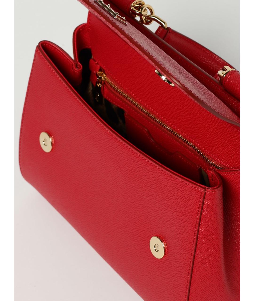 DOLCE&GABBANA Красная кожаная сумка с короткими ручками, фото 4