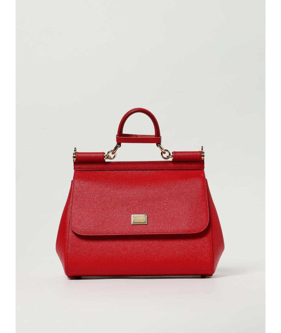 DOLCE&GABBANA Красная кожаная сумка с короткими ручками, фото 5