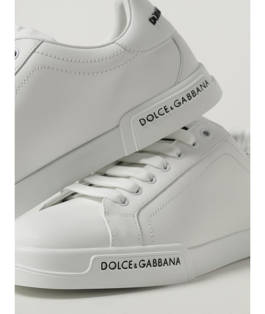 DOLCE&GABBANA Белые кожаные низкие кроссовки / кеды, фото 4