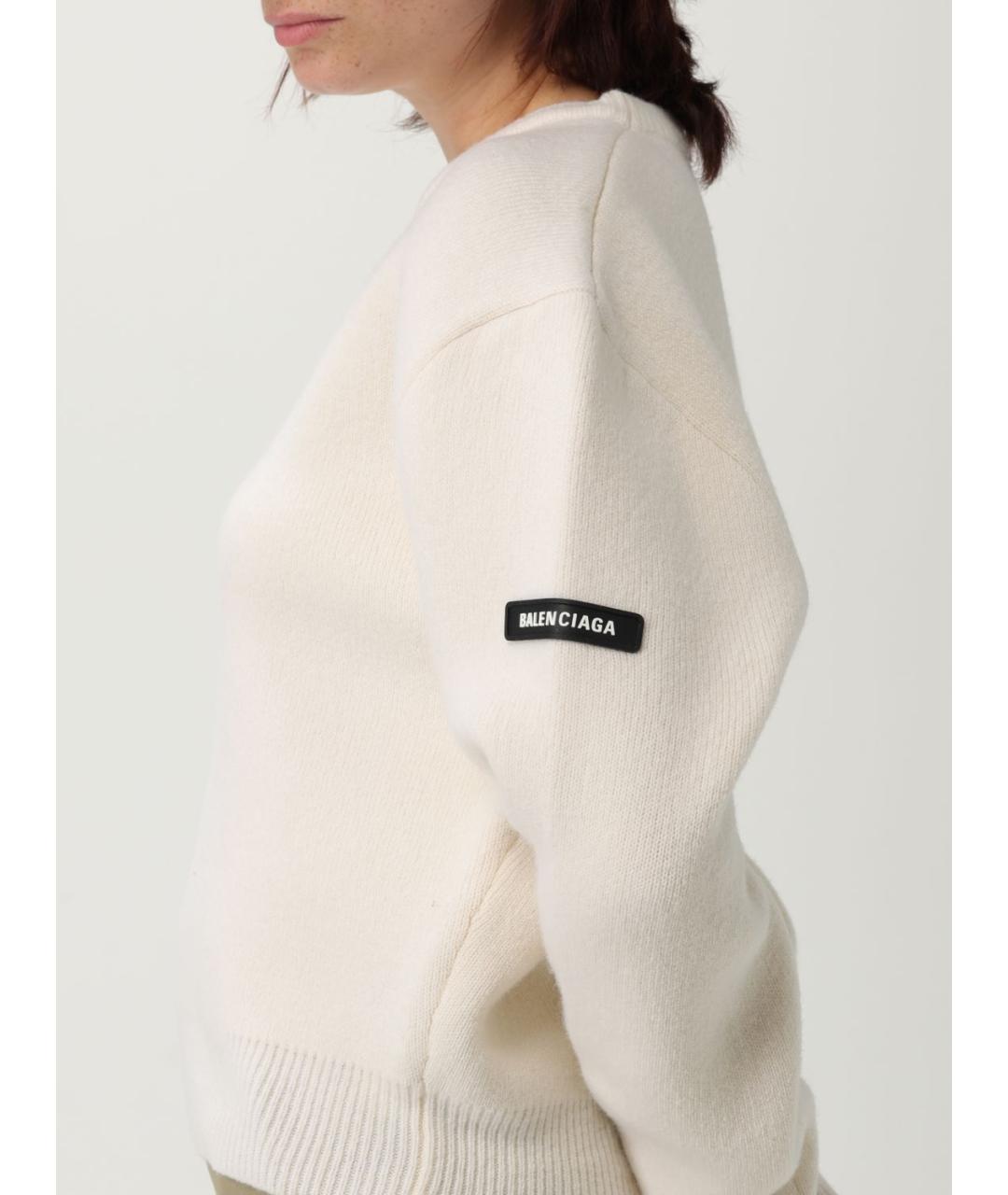BALENCIAGA Белый шерстяной джемпер / свитер, фото 6