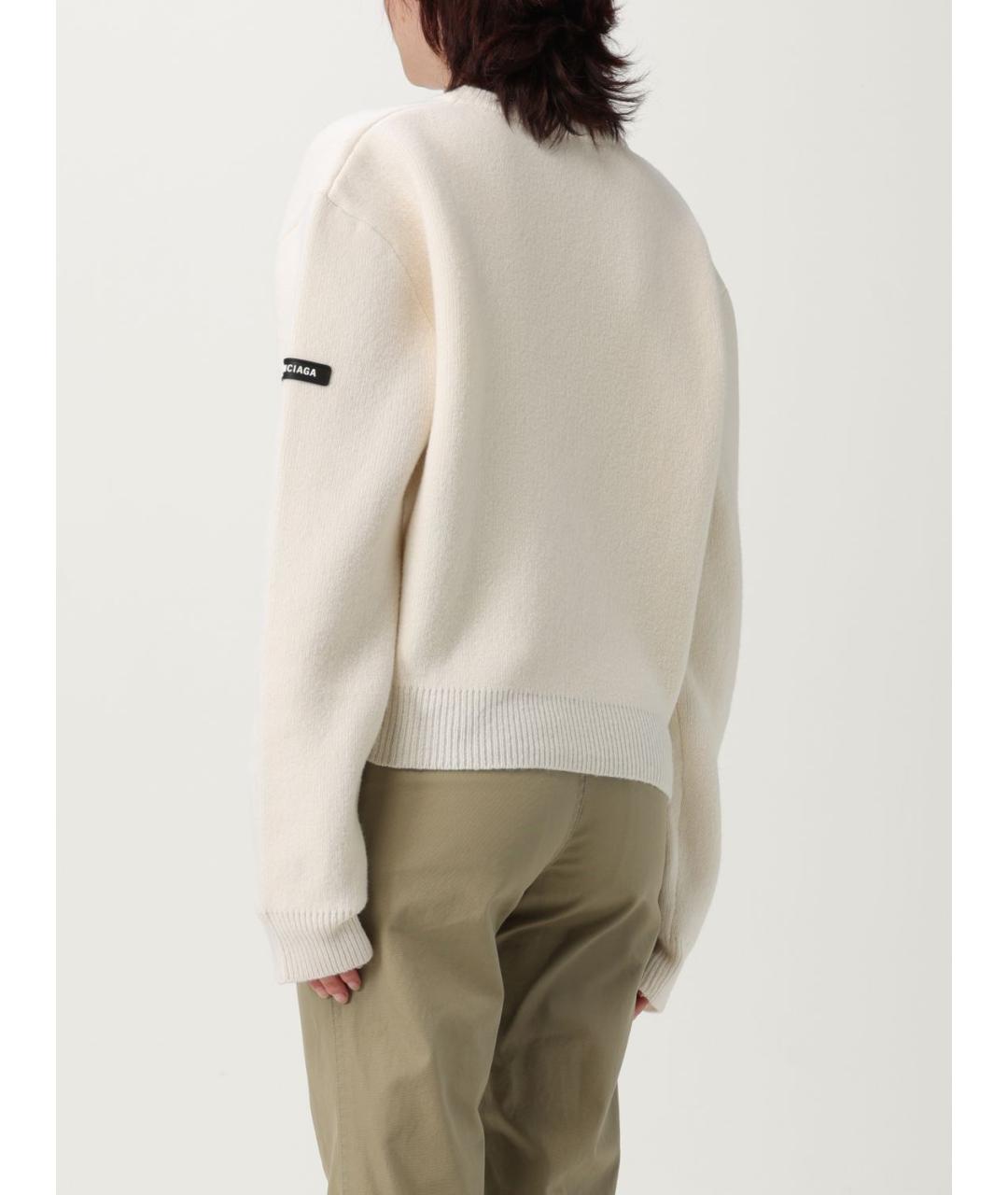 BALENCIAGA Белый шерстяной джемпер / свитер, фото 4