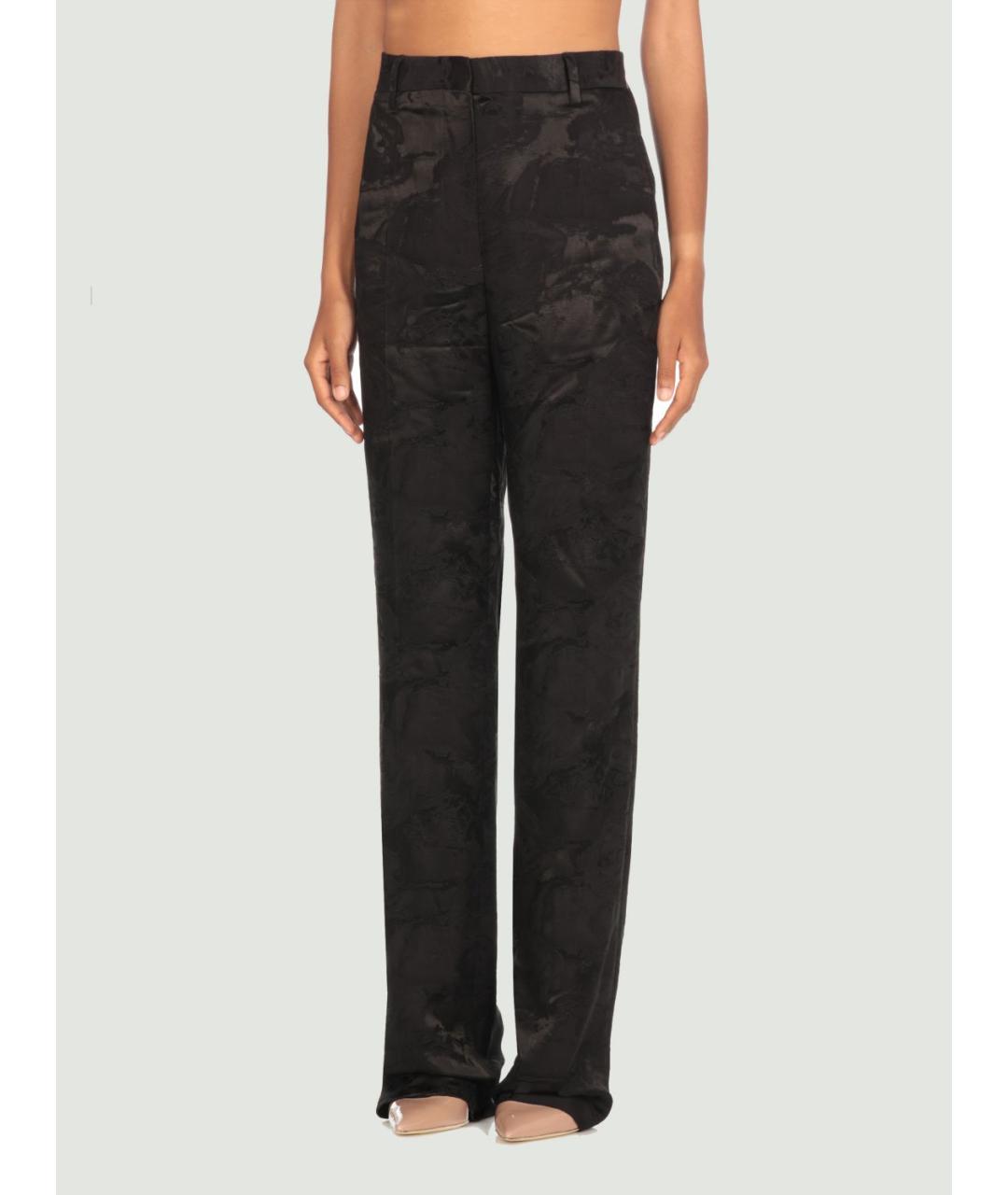 DRIES VAN NOTEN Черные вискозные прямые брюки, фото 2