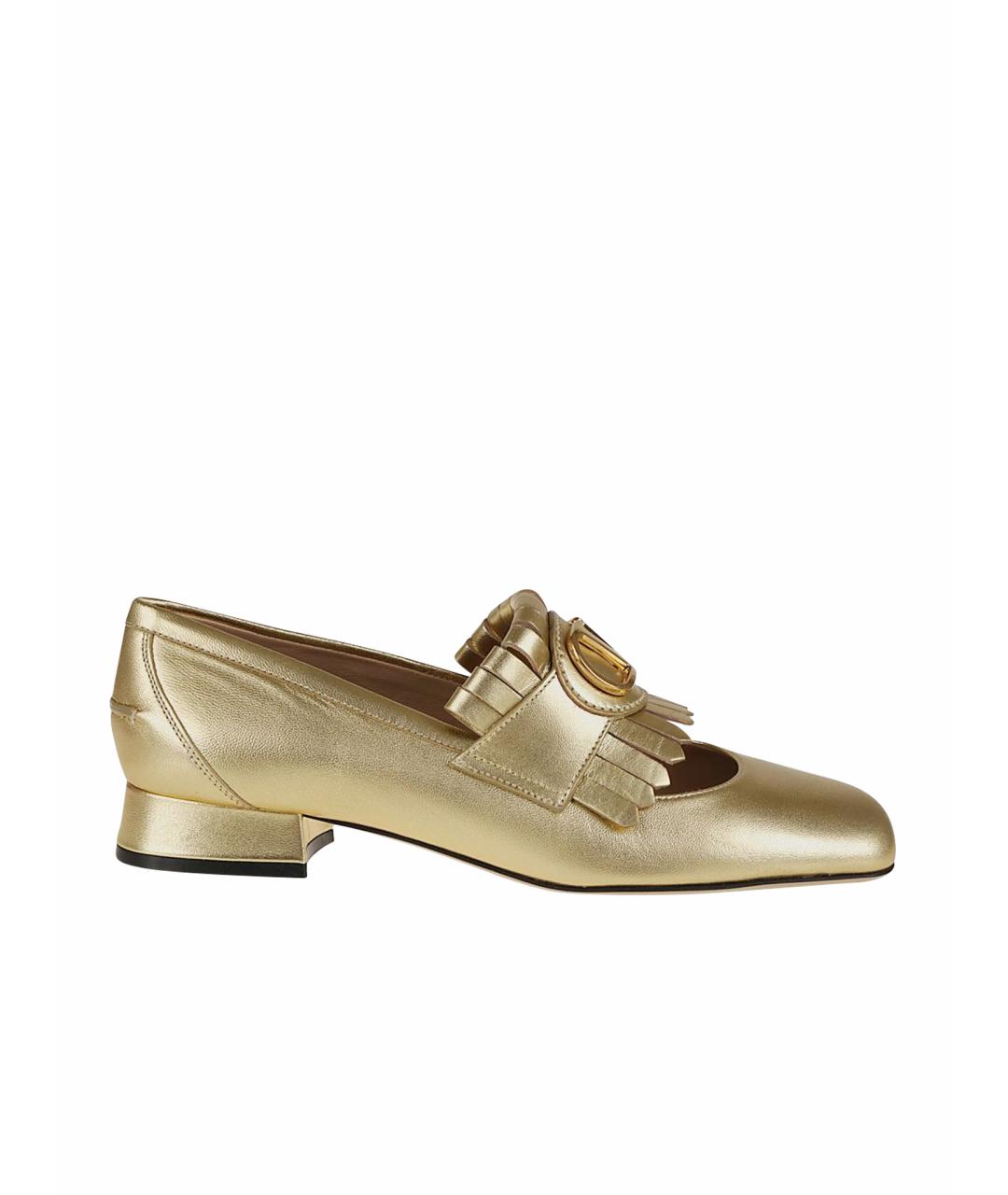 VALENTINO Золотые кожаные лоферы, фото 1