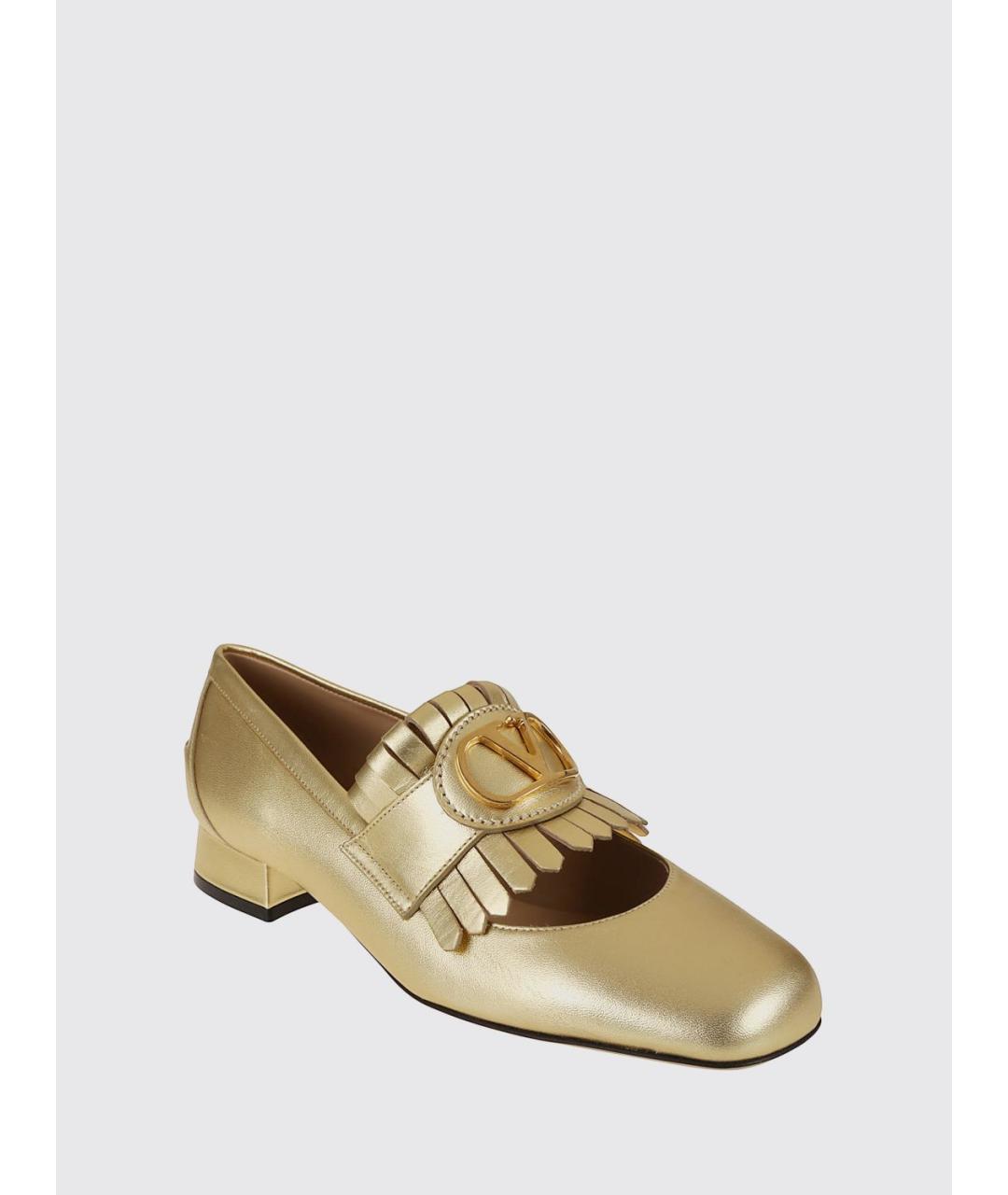 VALENTINO Золотые кожаные лоферы, фото 2