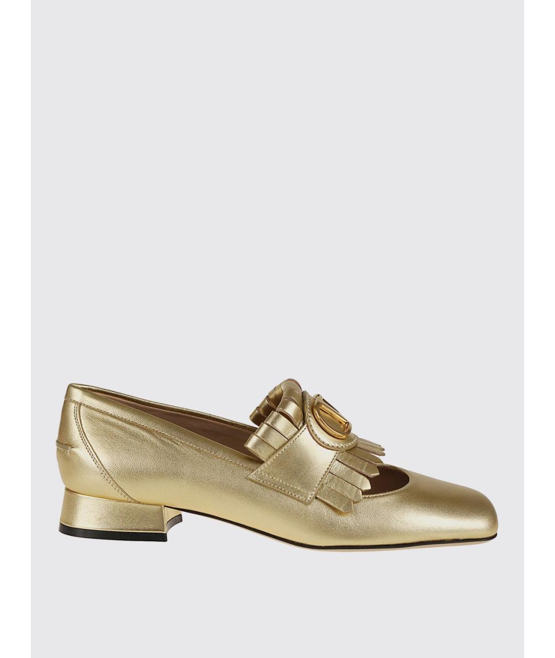 VALENTINO Золотые кожаные лоферы, фото 4