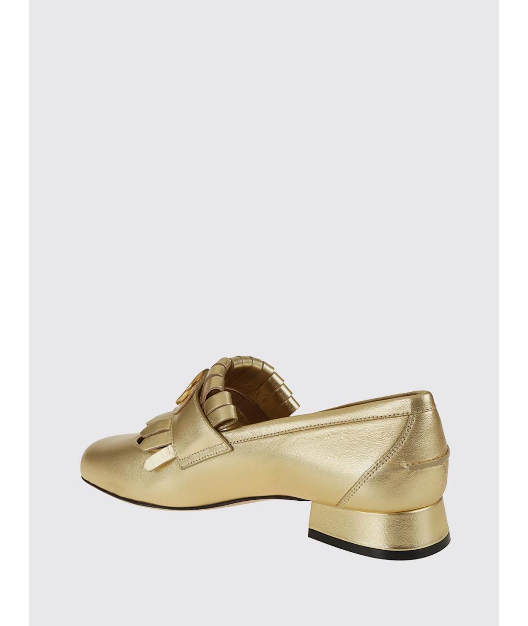 VALENTINO Золотые кожаные лоферы, фото 3