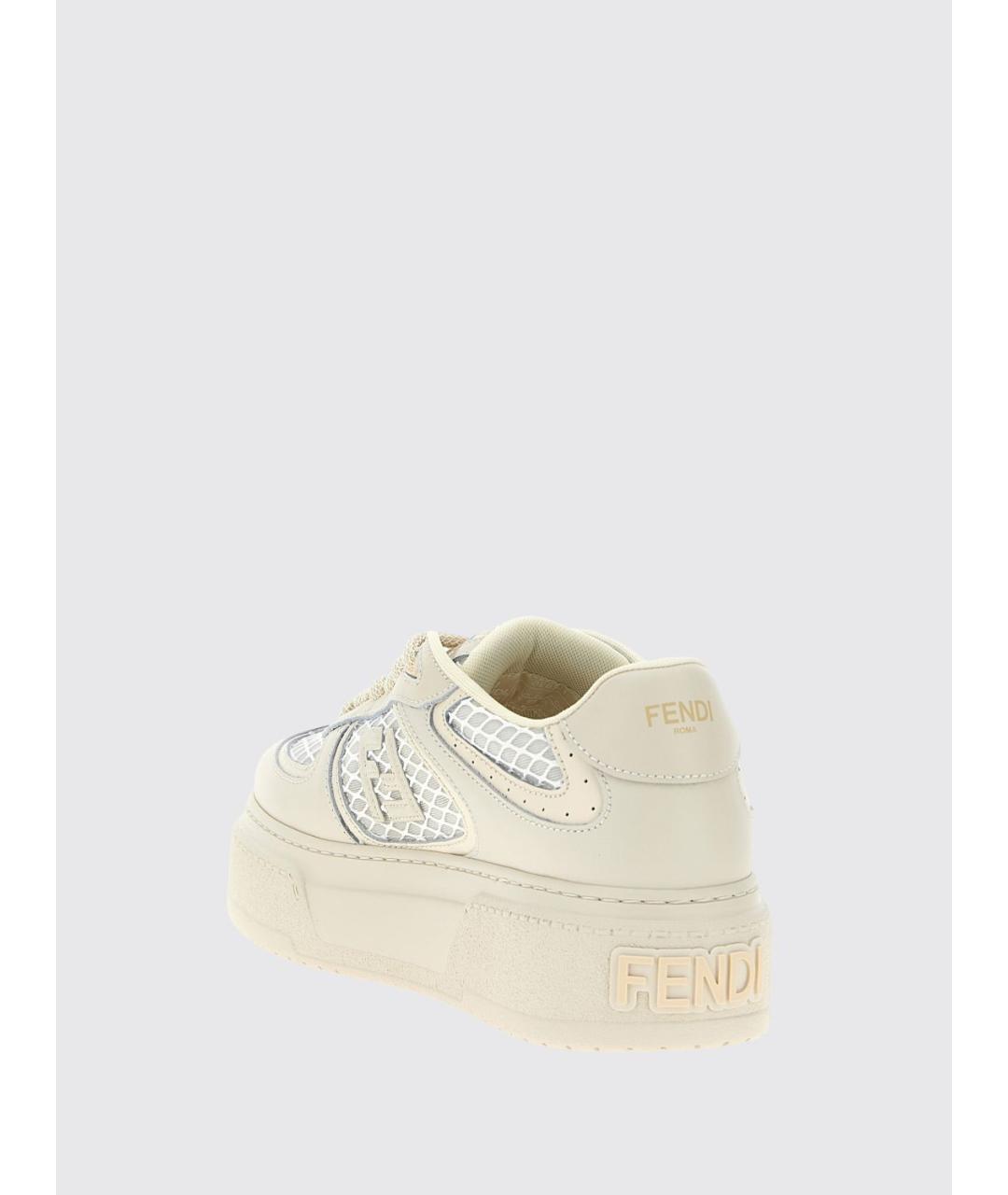 FENDI Бежевые кожаные кеды, фото 3