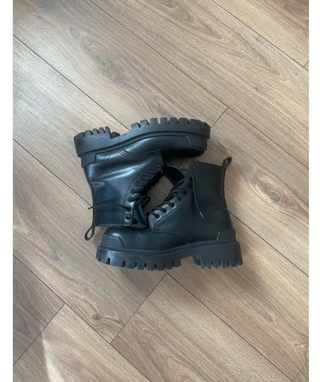 BALENCIAGA Черные кожаные высокие ботинки, фото 4