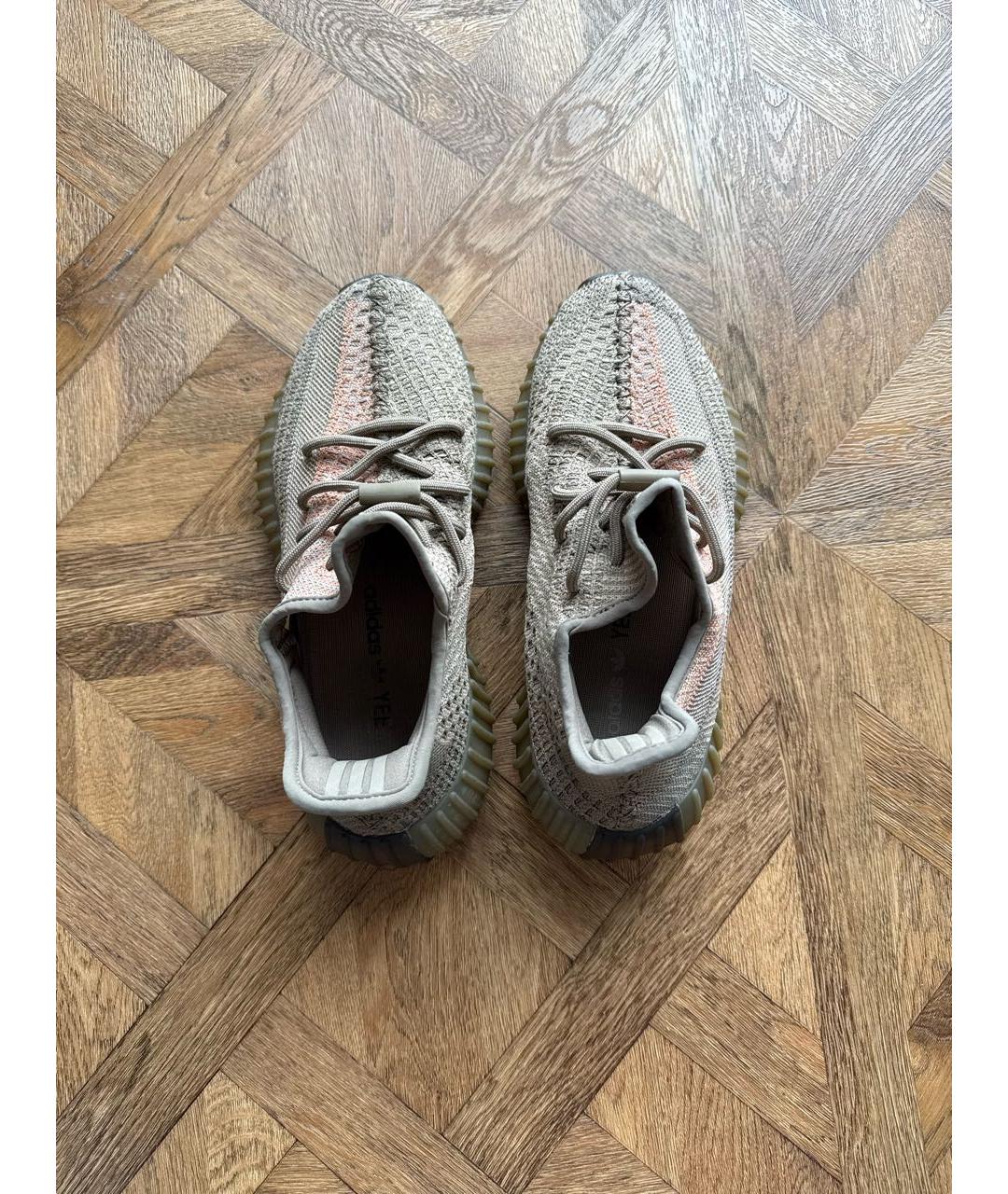 ADIDAS YEEZY Хаки текстильные кроссовки, фото 3