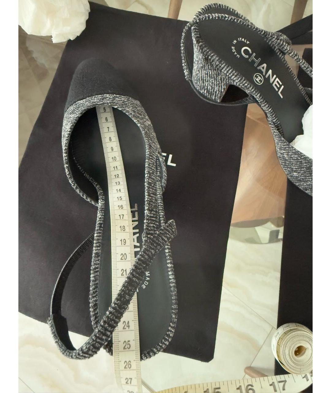 CHANEL Антрацитовые текстильные туфли, фото 6