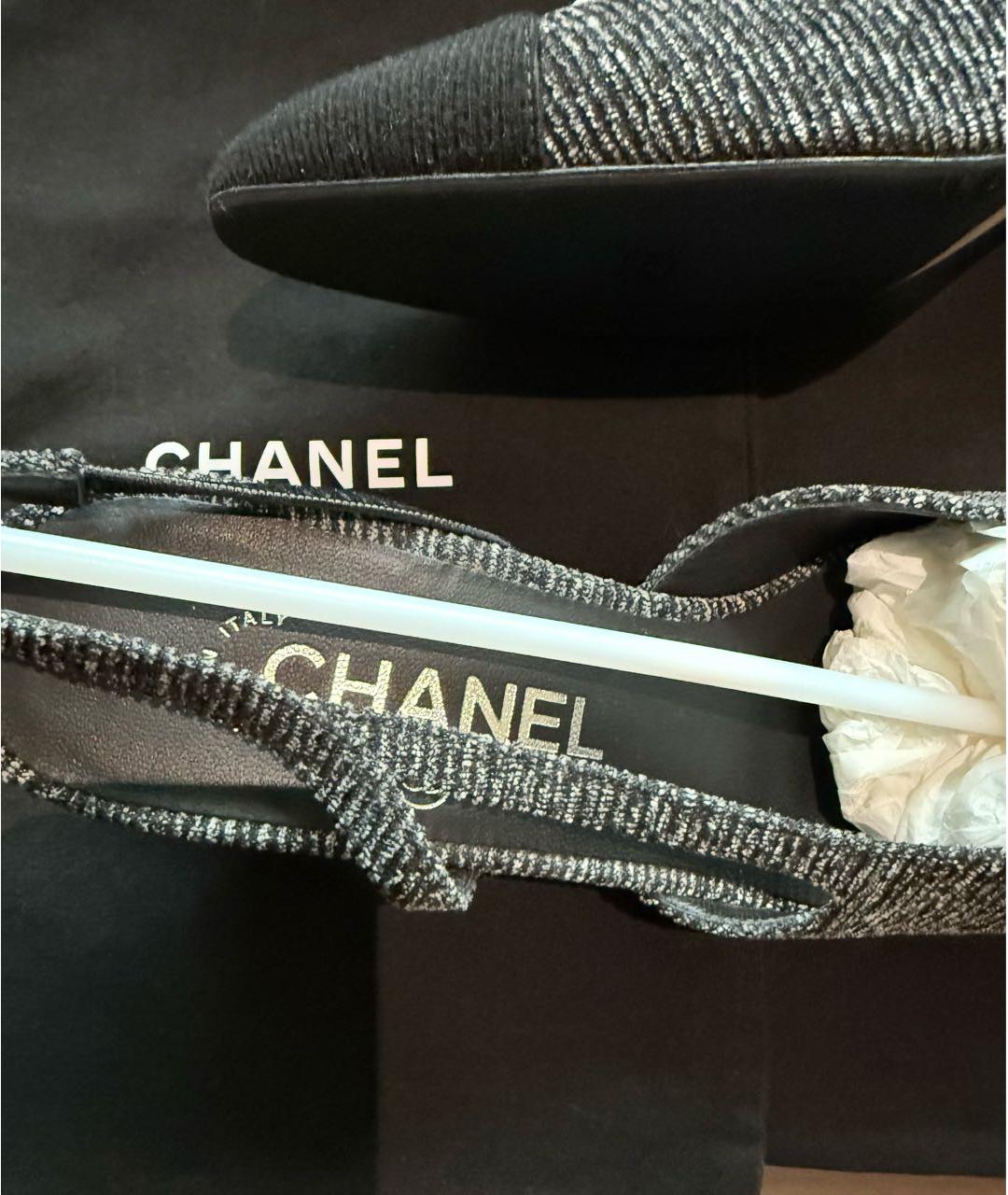 CHANEL Антрацитовые текстильные туфли, фото 5