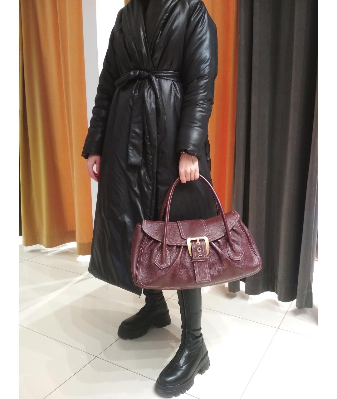 CELINE Бордовая кожаная сумка с короткими ручками, фото 6