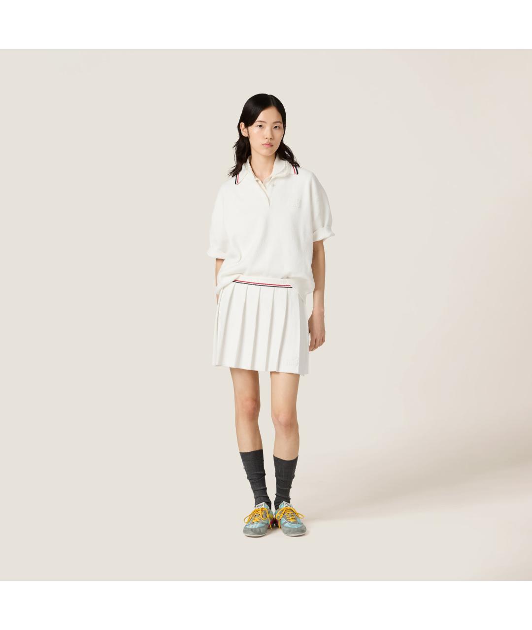MIU MIU Белая хлопковая юбка мини, фото 2