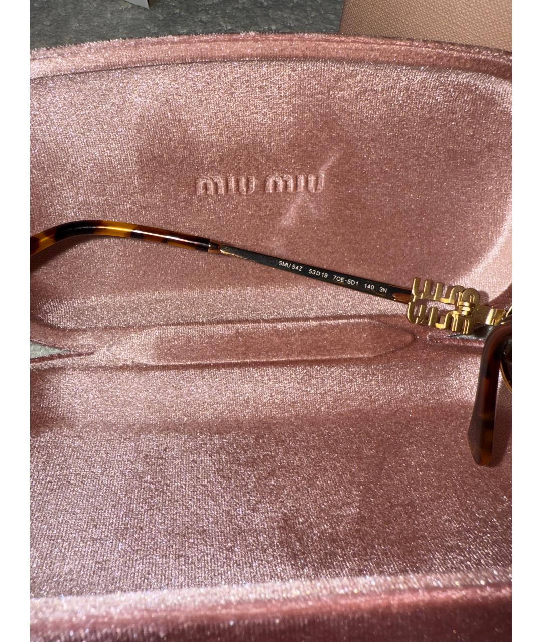 MIU MIU Золотые металлические солнцезащитные очки, фото 5
