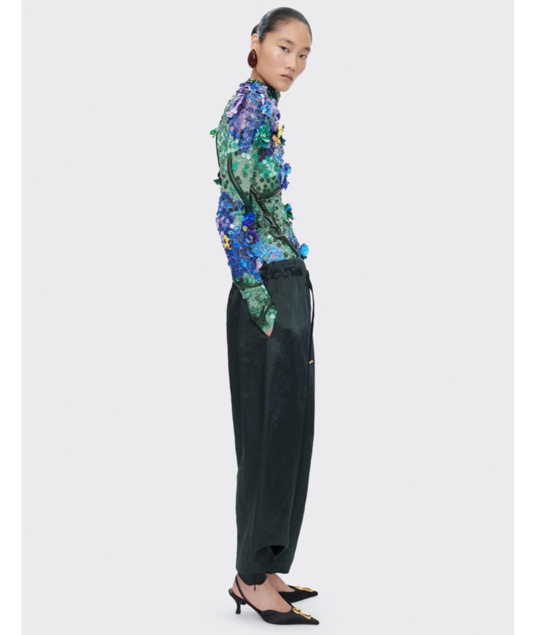 SCHIAPARELLI Зеленые вискозные брюки широкие, фото 3