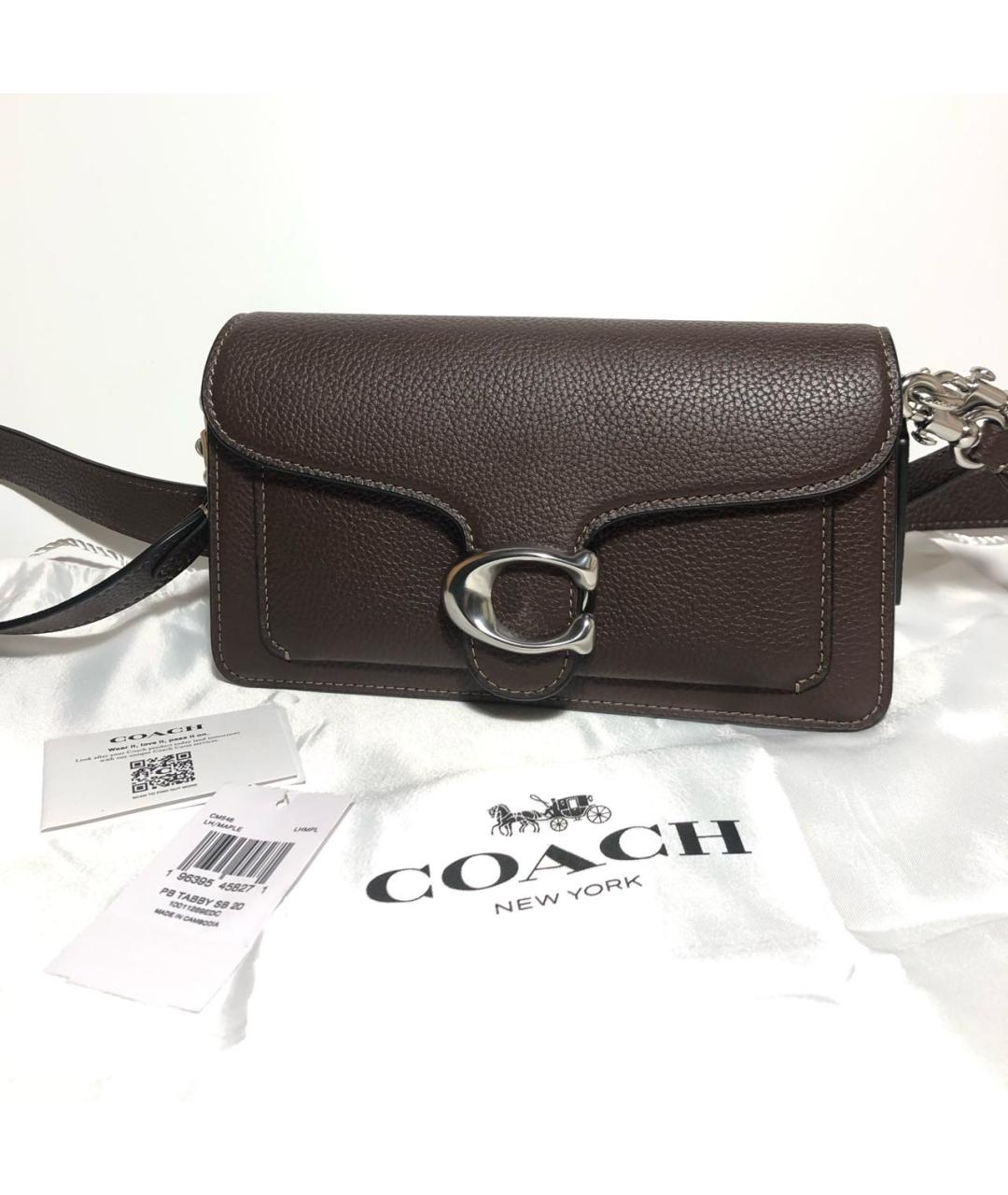 COACH Коричневая кожаная сумка через плечо, фото 5