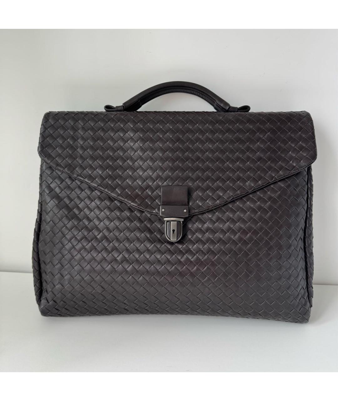 BOTTEGA VENETA Коричневый кожаный портфель, фото 2