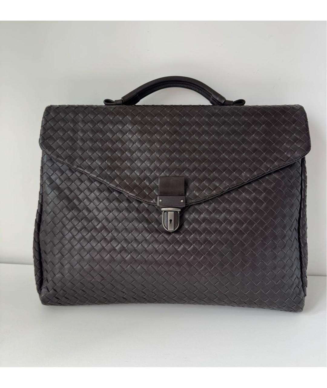 BOTTEGA VENETA Коричневый кожаный портфель, фото 9