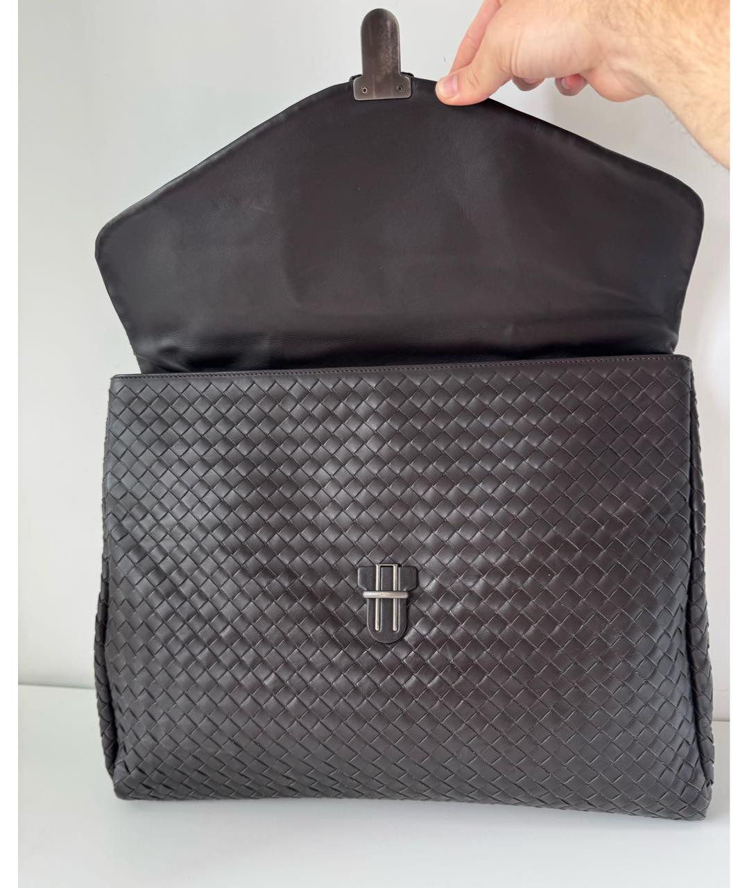 BOTTEGA VENETA Коричневый кожаный портфель, фото 3