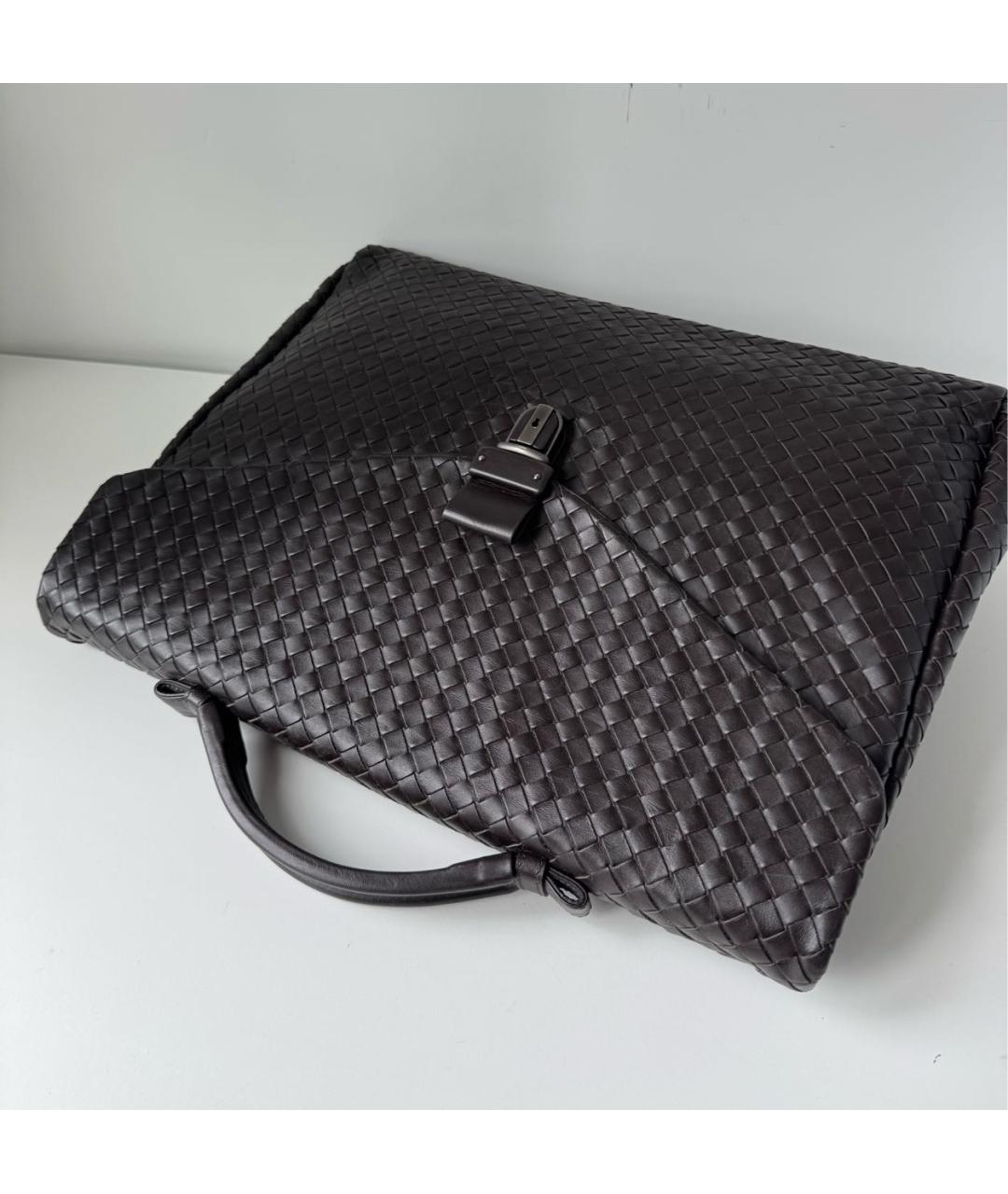 BOTTEGA VENETA Коричневый кожаный портфель, фото 5