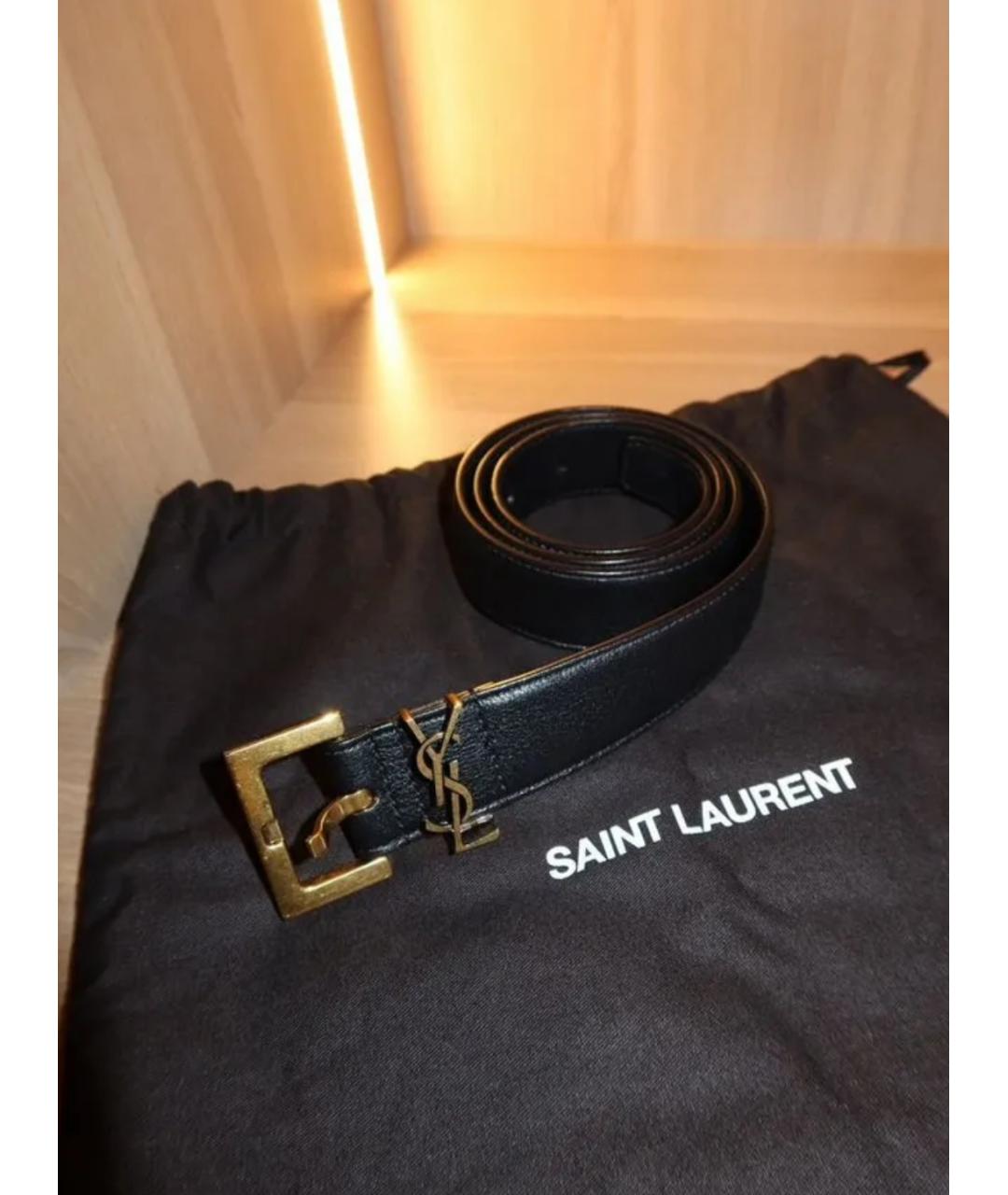 SAINT LAURENT Черный кожаный ремень, фото 4