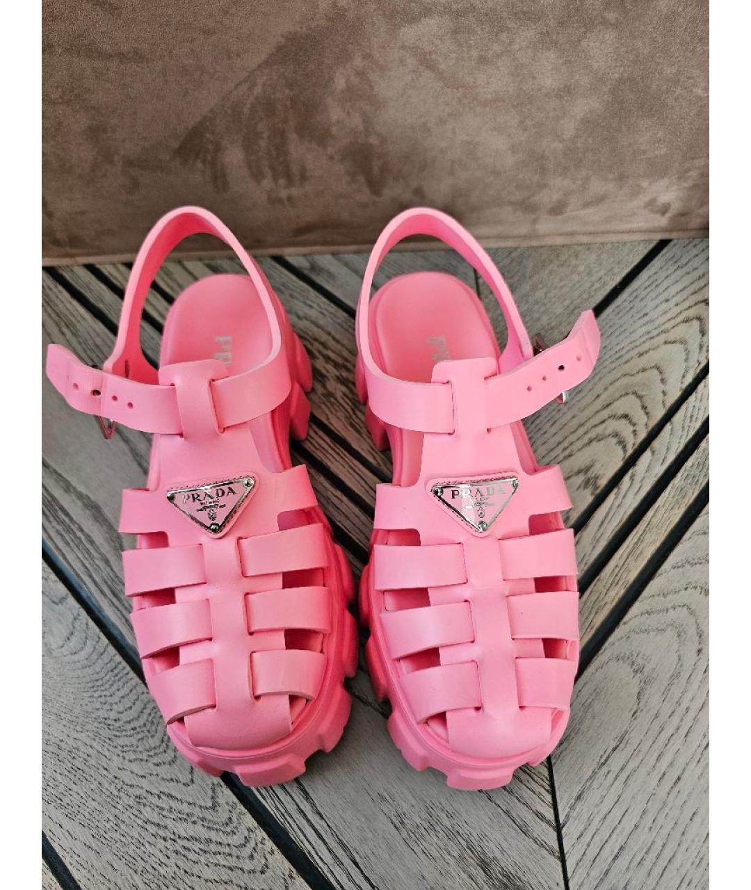 PRADA Розовые резиновые сандалии, фото 2