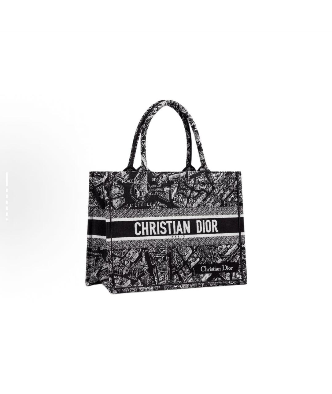 CHRISTIAN DIOR Антрацитовая хлопковая сумка тоут, фото 2