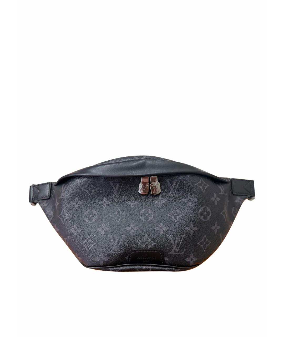 LOUIS VUITTON Антрацитовая кожаная поясная сумка, фото 1