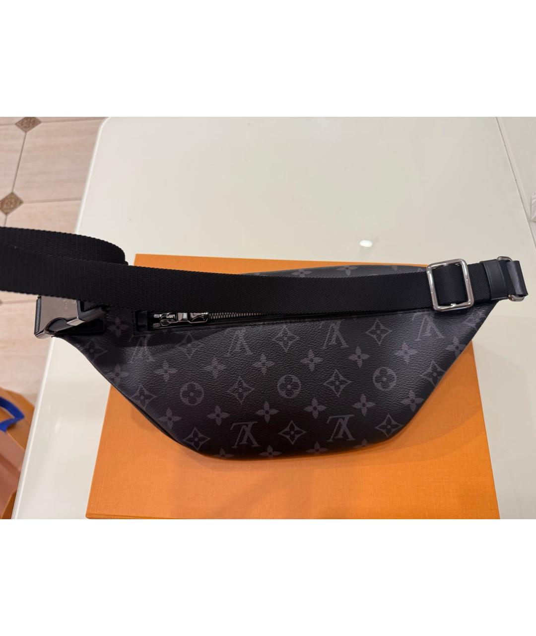 LOUIS VUITTON Антрацитовая кожаная поясная сумка, фото 2
