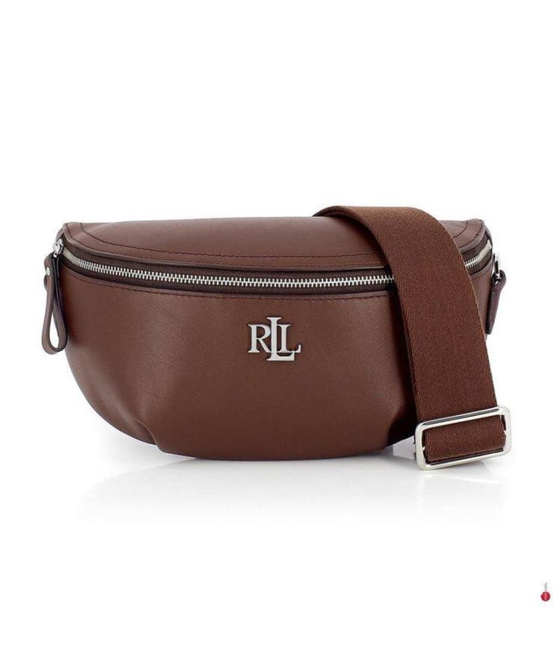 POLO RALPH LAUREN Коричневая кожаная сумка через плечо, фото 6