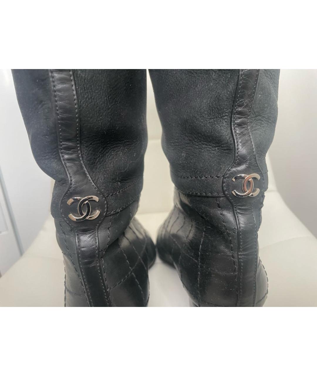 CHANEL Черные кожаные сапоги, фото 8