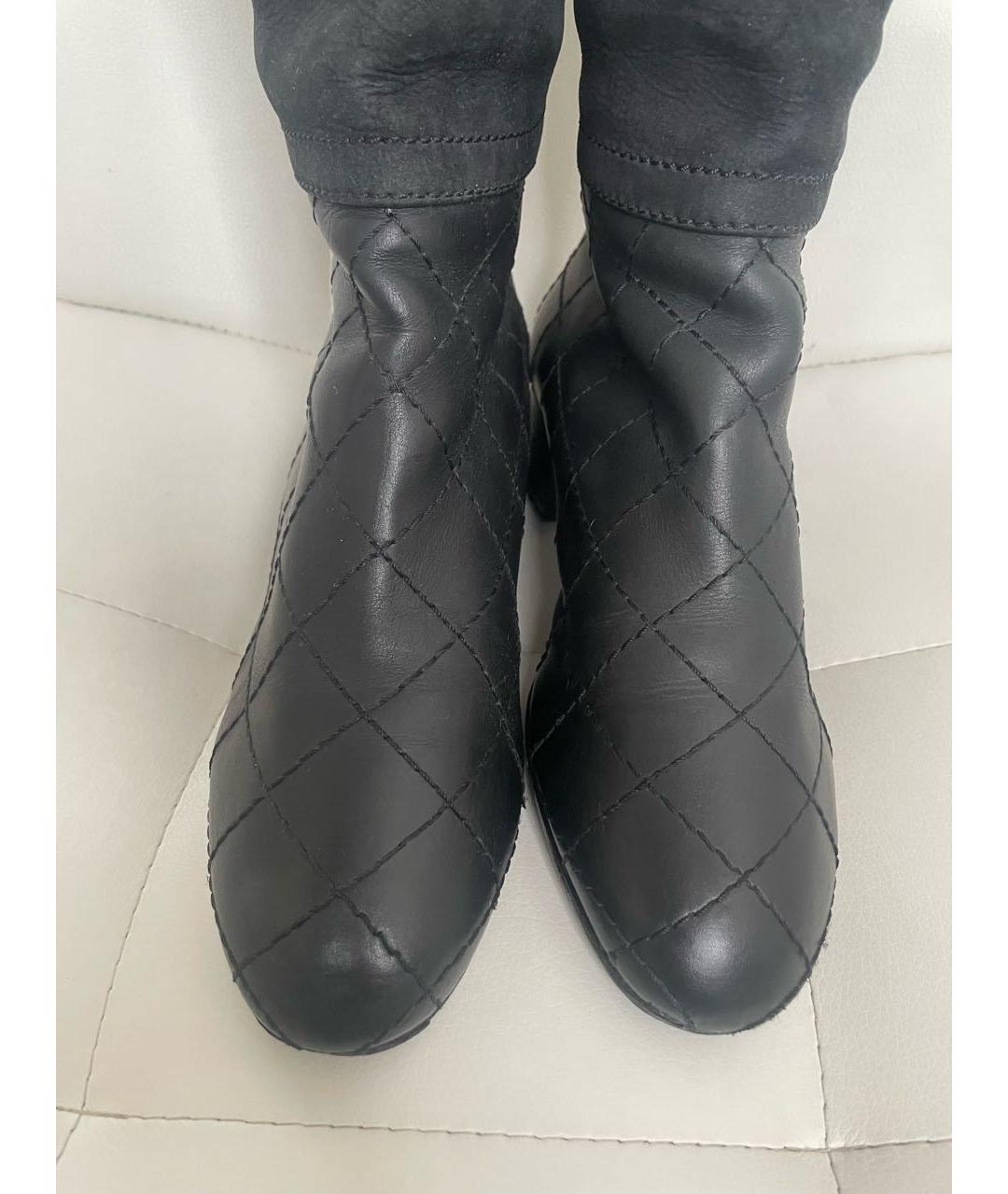 CHANEL Черные кожаные сапоги, фото 7