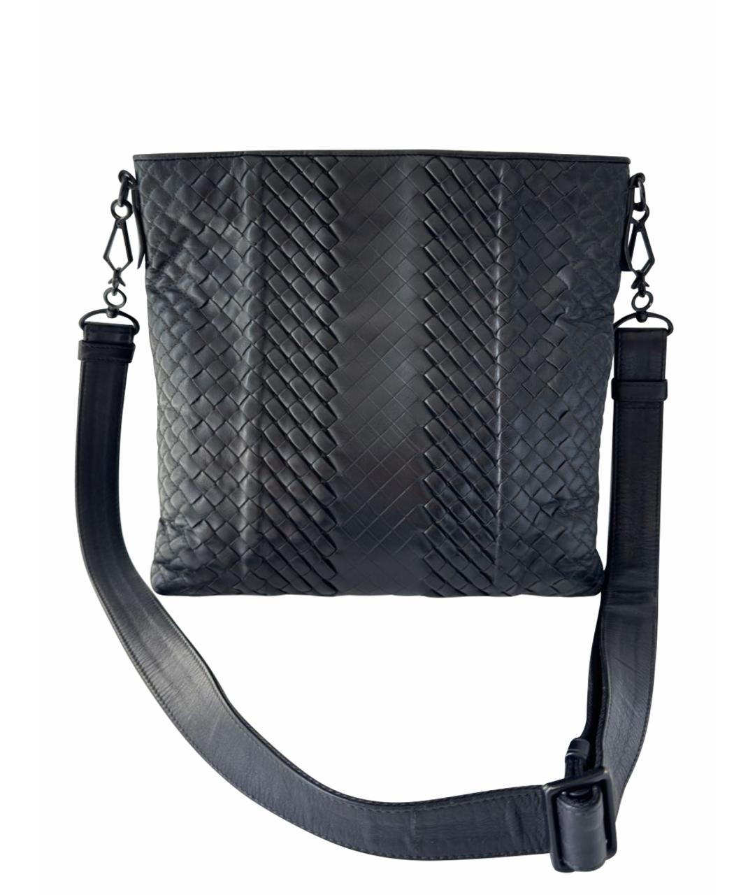 BOTTEGA VENETA Черный кожаный портфель, фото 1
